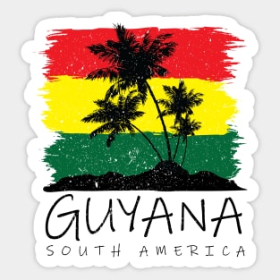 Guyana National Colors with Palm Silhouette Sticker